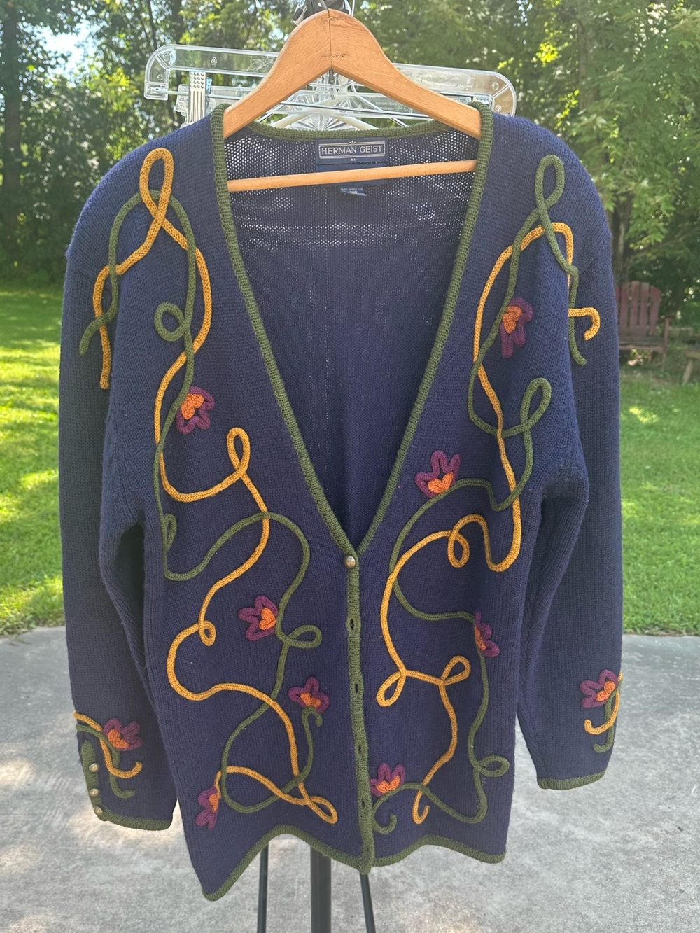 Vintage Hand-embroidered wool cardigan
